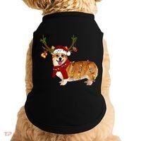 Santa Corgi Reindeer Light Christmas Gift Doggie Tank thumb 0