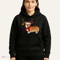 Santa Corgi Reindeer Light Christmas Gift Hoodie thumb 5