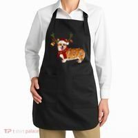 Santa Corgi Reindeer Light Christmas Gift Apron thumb 2