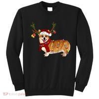 Santa Corgi Reindeer Light Christmas Gift Sweatshirt thumb 0