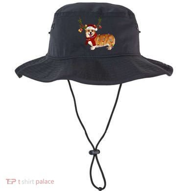 Santa Corgi Reindeer Light Christmas Gift Bucket Hat