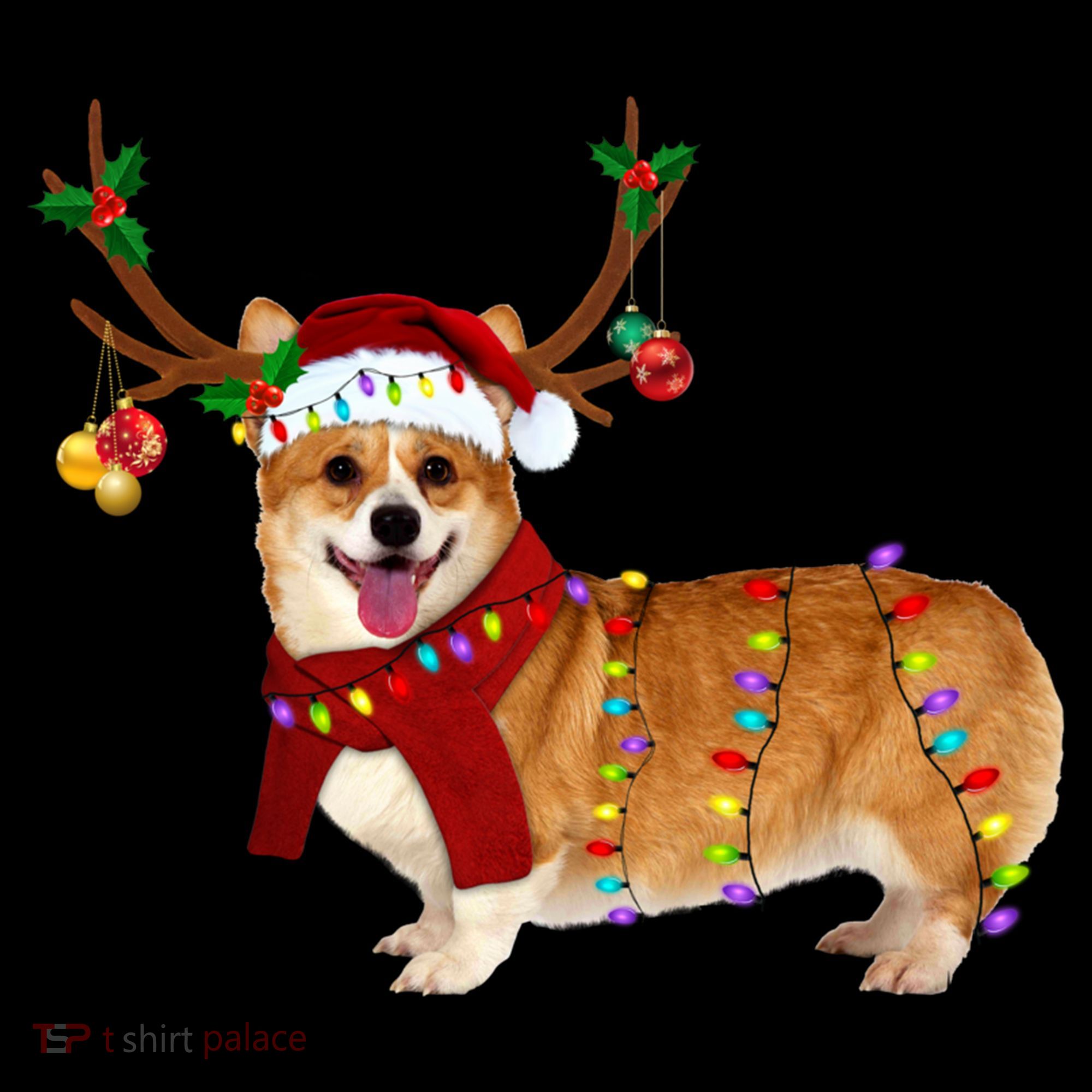 Santa Corgi Reindeer Light Christmas Gift Coffee Mug