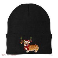 Santa Corgi Reindeer Light Christmas Gift Beanie thumb 0