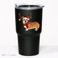 Santa Corgi Reindeer Light Christmas Gift Tumbler thumb 0