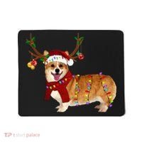 Santa Corgi Reindeer Light Christmas Gift Mousepad thumb 0
