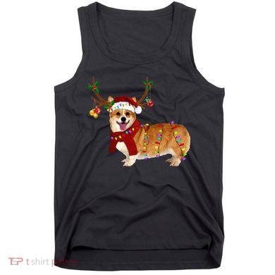 Santa Corgi Reindeer Light Christmas Gift Tank Top