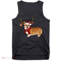 Santa Corgi Reindeer Light Christmas Gift Tank Top thumb 0