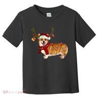 Santa Corgi Reindeer Light Christmas Gift Toddler T-Shirt thumb 0