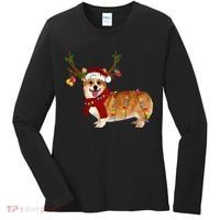 Santa Corgi Reindeer Light Christmas Gift Women's Long Sleeve Shirt thumb 0