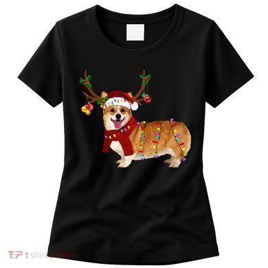 Santa Corgi Reindeer Light Christmas Gift Women's T-Shirt