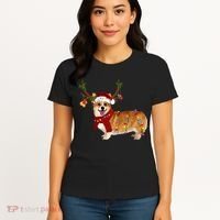 Santa Corgi Reindeer Light Christmas Gift Women's T-Shirt thumb 4