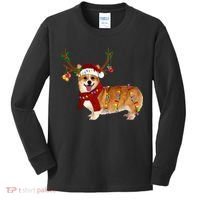 Santa Corgi Reindeer Light Christmas Gift Kids Long Sleeve Shirt thumb 0