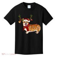 Santa Corgi Reindeer Light Christmas Gift Kids T-Shirt thumb 0