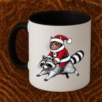 Santa Cat Raccoon Funny Christmas Animal Lover Coffee Mug thumb 2
