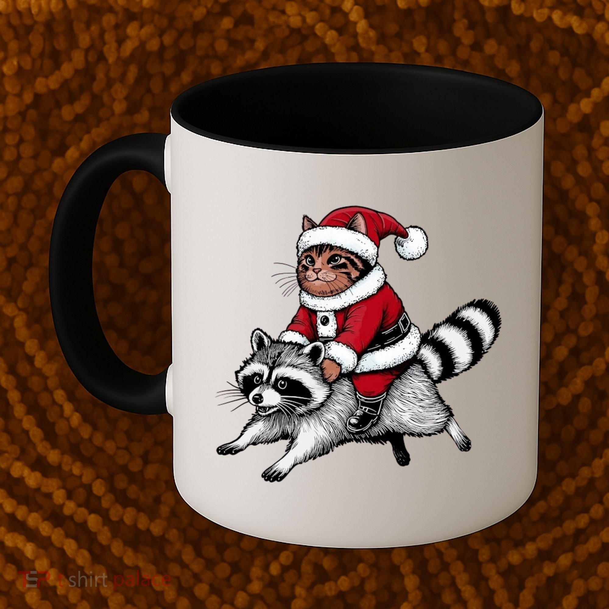 Santa Cat Raccoon Funny Christmas Animal Lover Coffee Mug