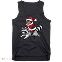 Santa Cat Raccoon Funny Christmas Animal Lover Tank Top thumb 0