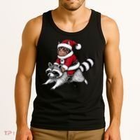 Santa Cat Raccoon Funny Christmas Animal Lover Tank Top thumb 3
