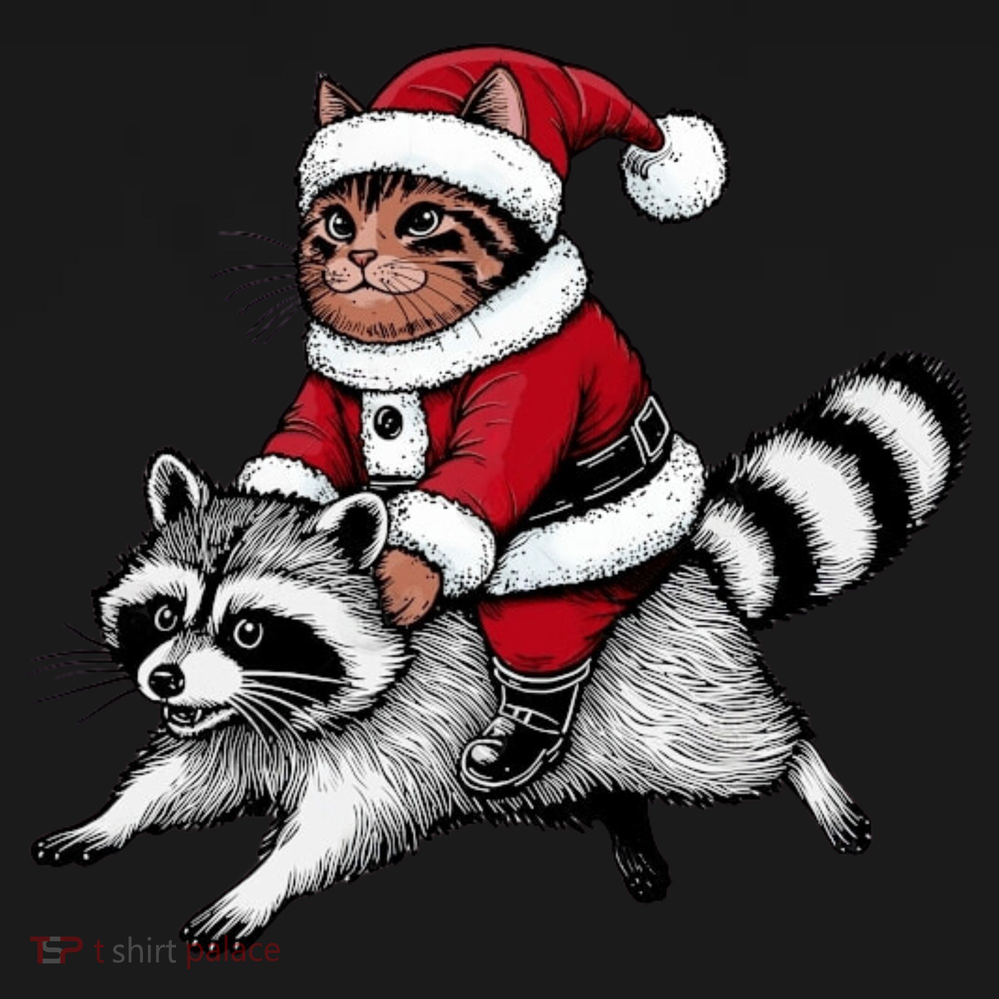 Santa Cat Raccoon Funny Christmas Animal Lover Tank Top
