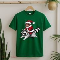 Santa Cat Raccoon Funny Christmas Animal Lover T-Shirt thumb 2