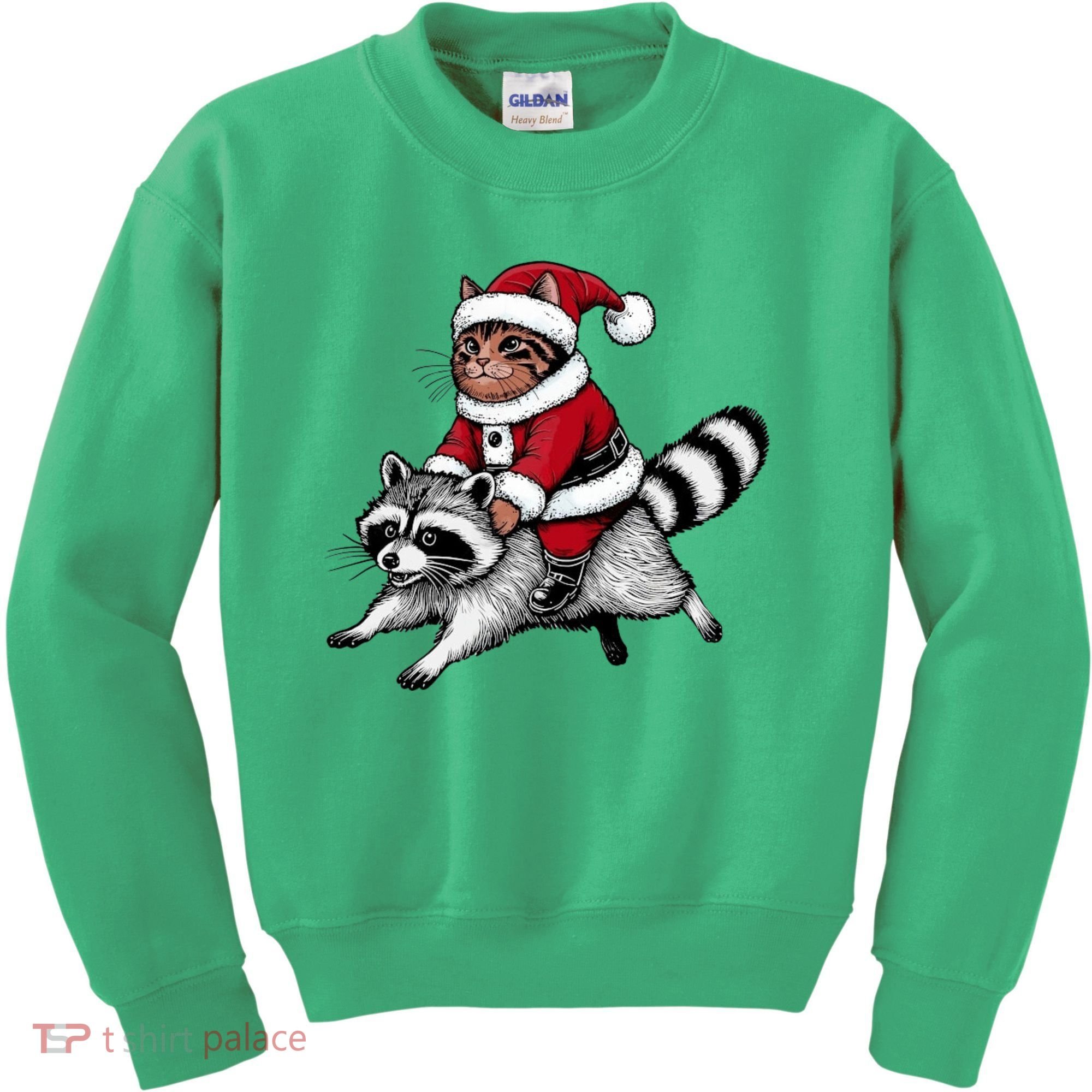 Santa Cat Raccoon Funny Christmas Animal Lover Kids Sweatshirt