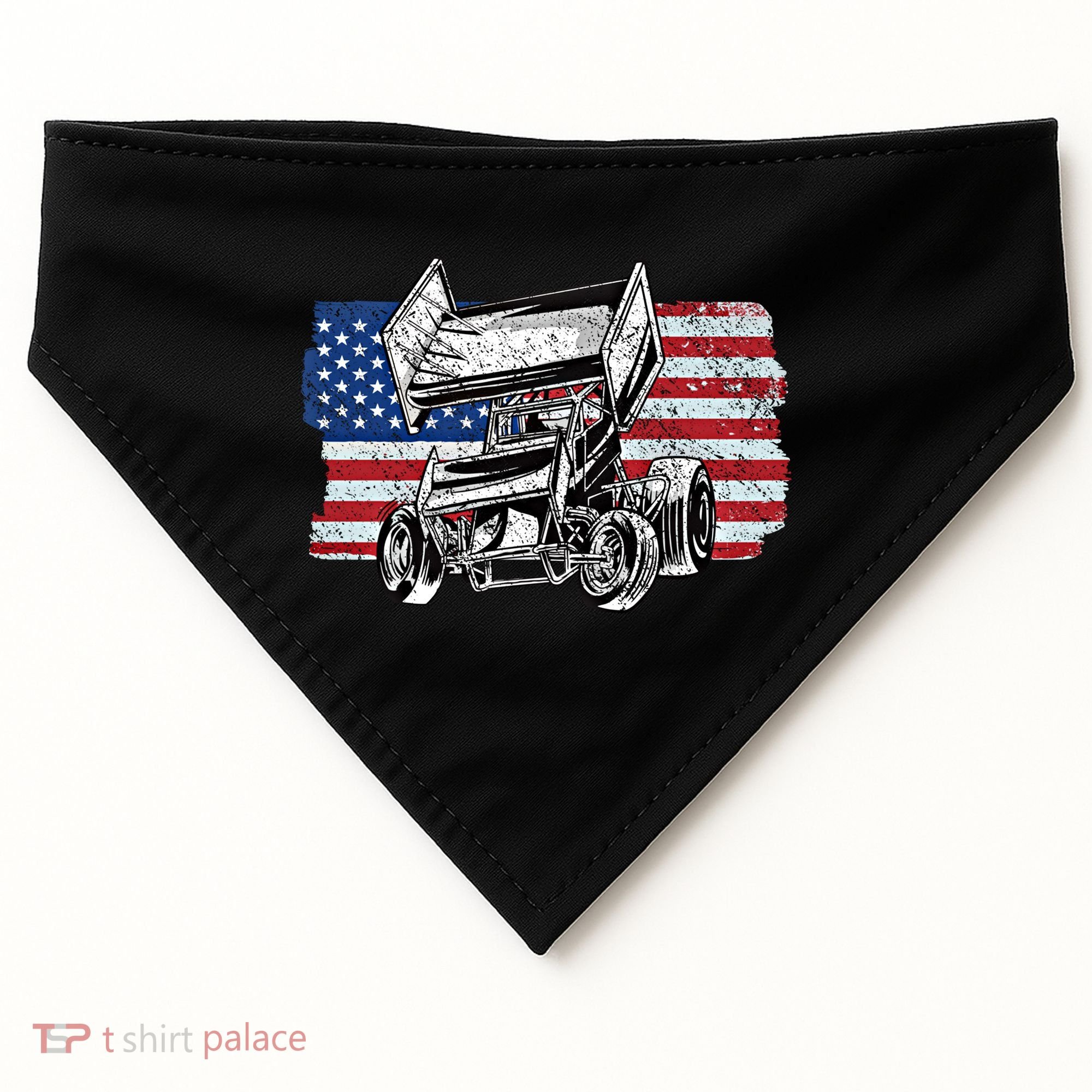 Sprint Car Racing Usa Flag Gift USA-Made Doggie Bandana