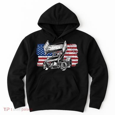 Sprint Car Racing Usa Flag Gift Hoodie
