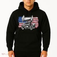 Sprint Car Racing Usa Flag Gift Hoodie thumb 2