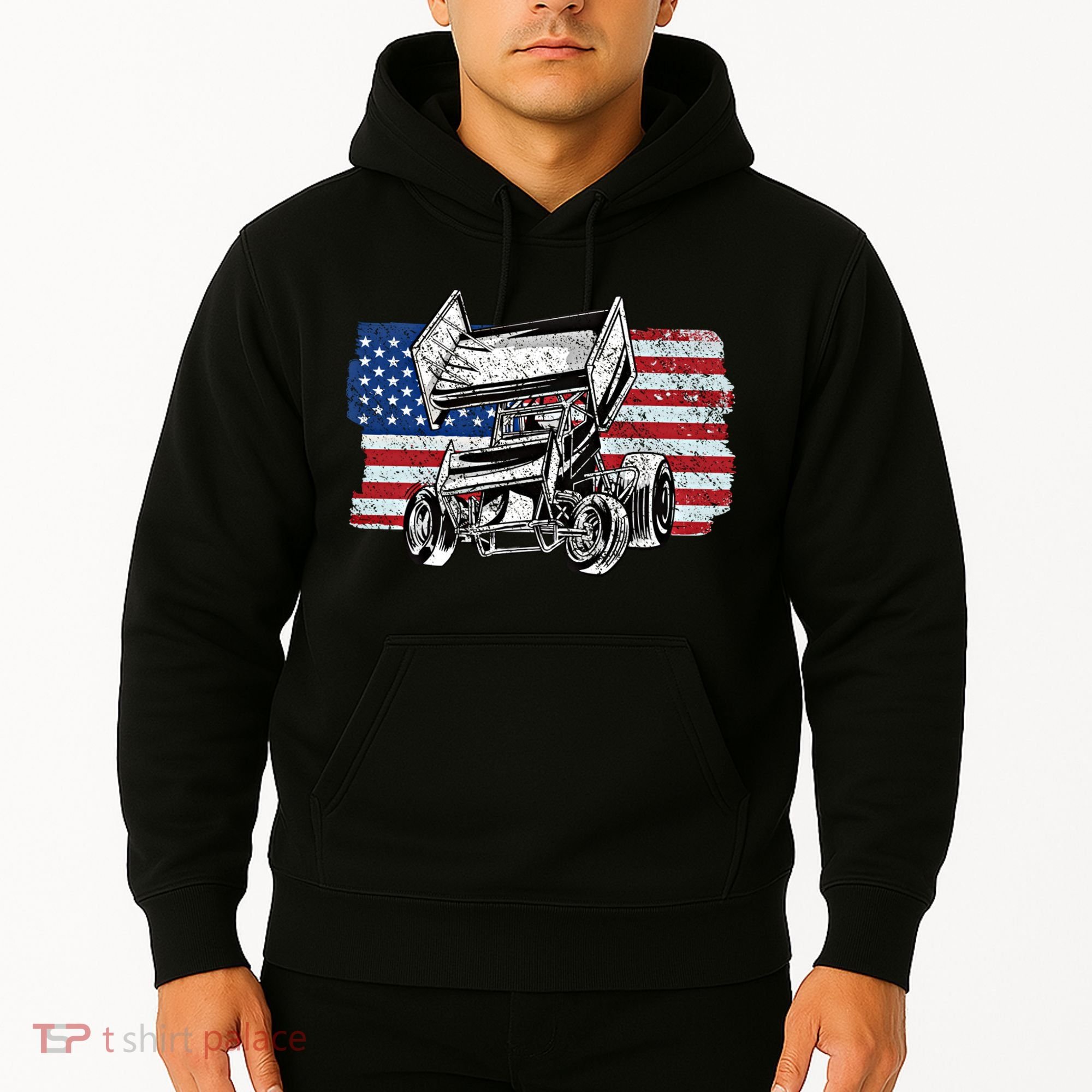 Sprint Car Racing Usa Flag Gift Hoodie