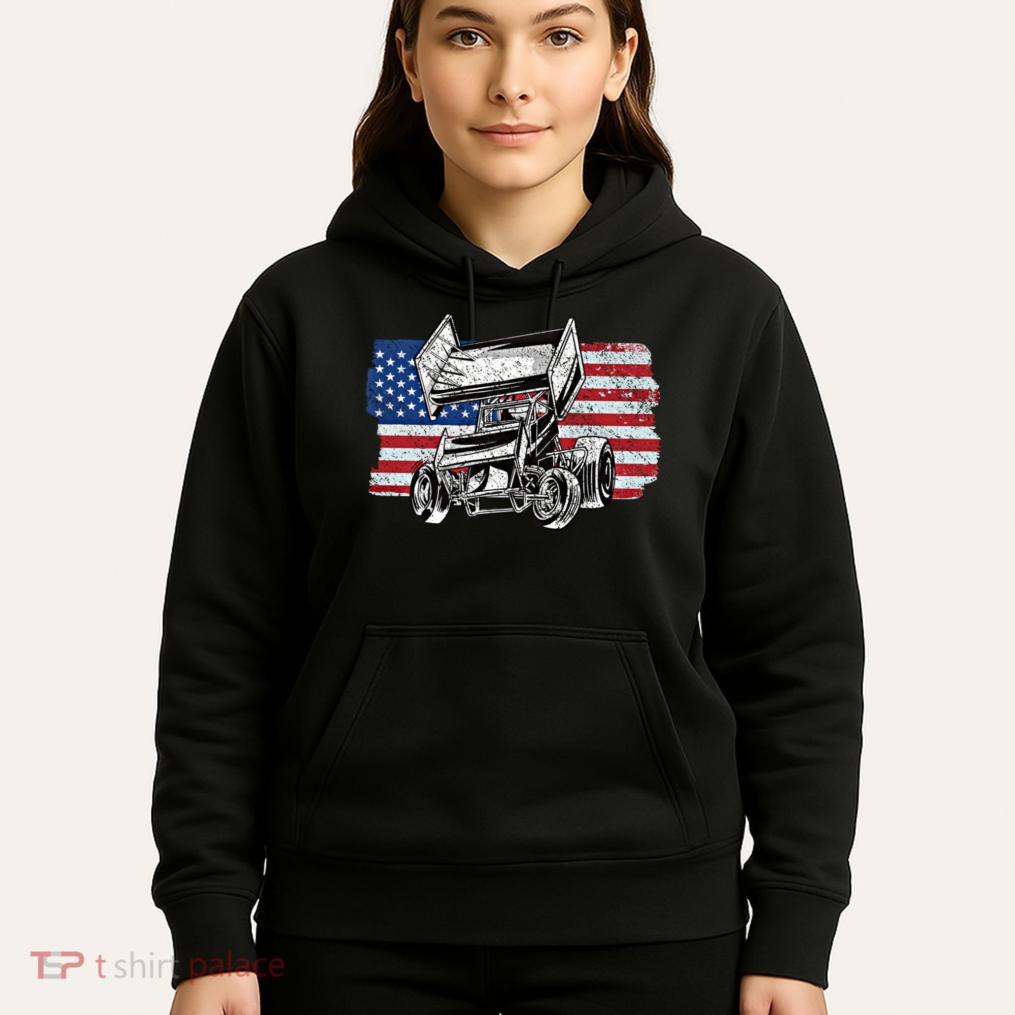 Sprint Car Racing Usa Flag Gift Hoodie