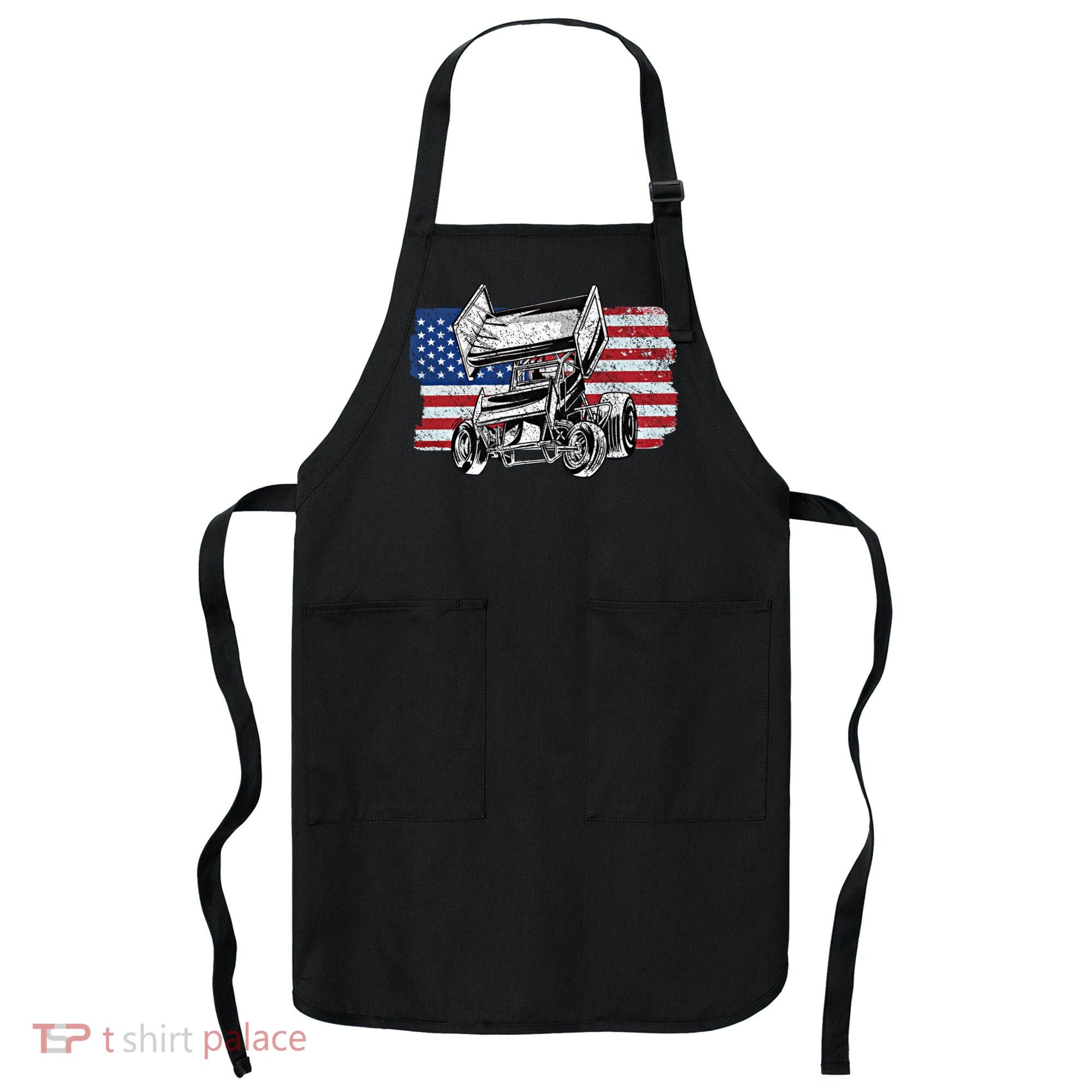 Sprint Car Racing Usa Flag Gift Apron