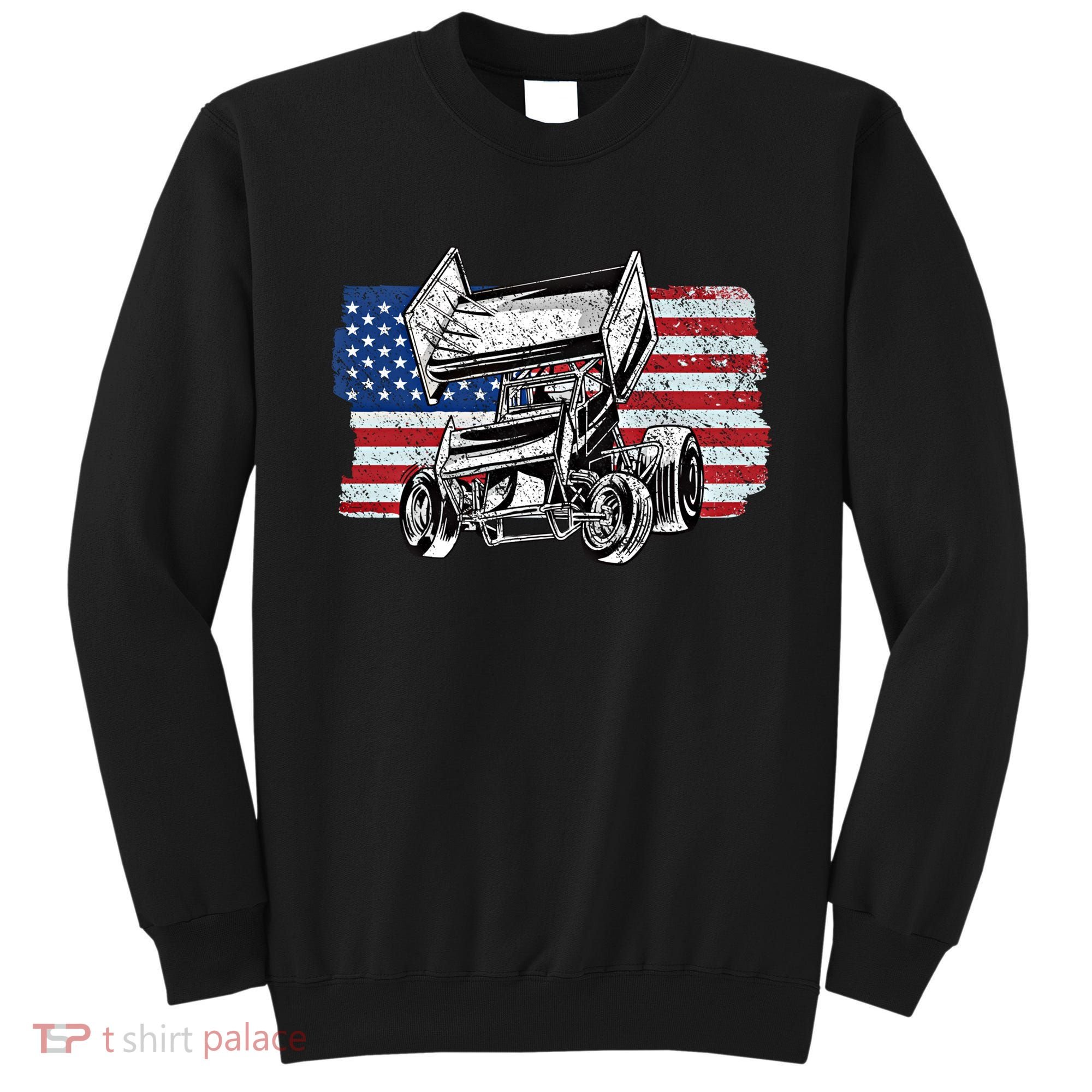 Sprint Car Racing Usa Flag Gift Sweatshirt