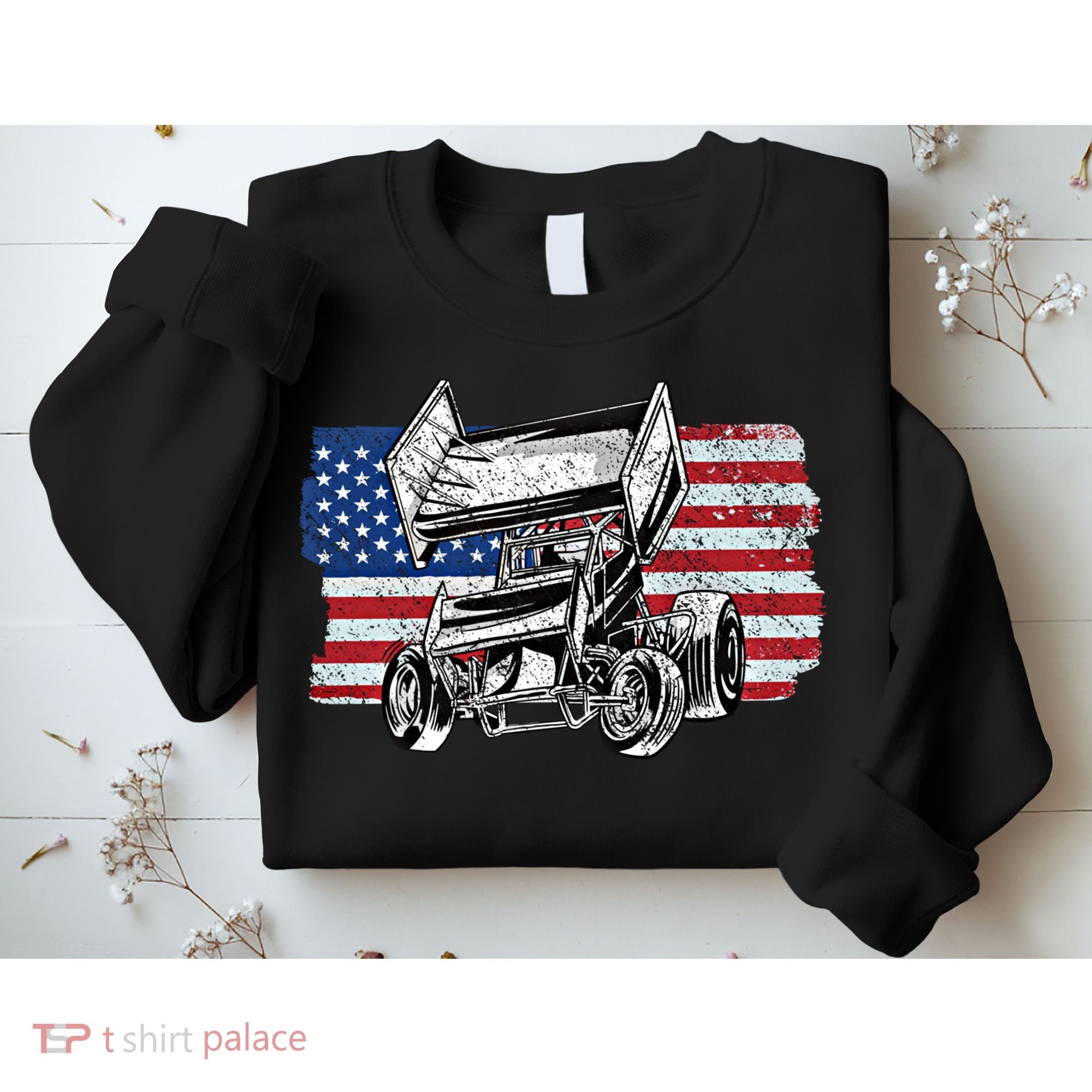 Sprint Car Racing Usa Flag Gift Sweatshirt