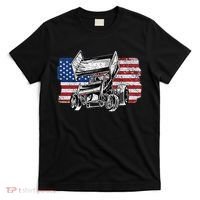 Sprint Car Racing Usa Flag Gift T-Shirt thumb 0