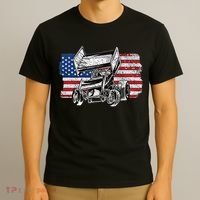 Sprint Car Racing Usa Flag Gift T-Shirt thumb 3