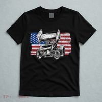 Sprint Car Racing Usa Flag Gift T-Shirt thumb 5