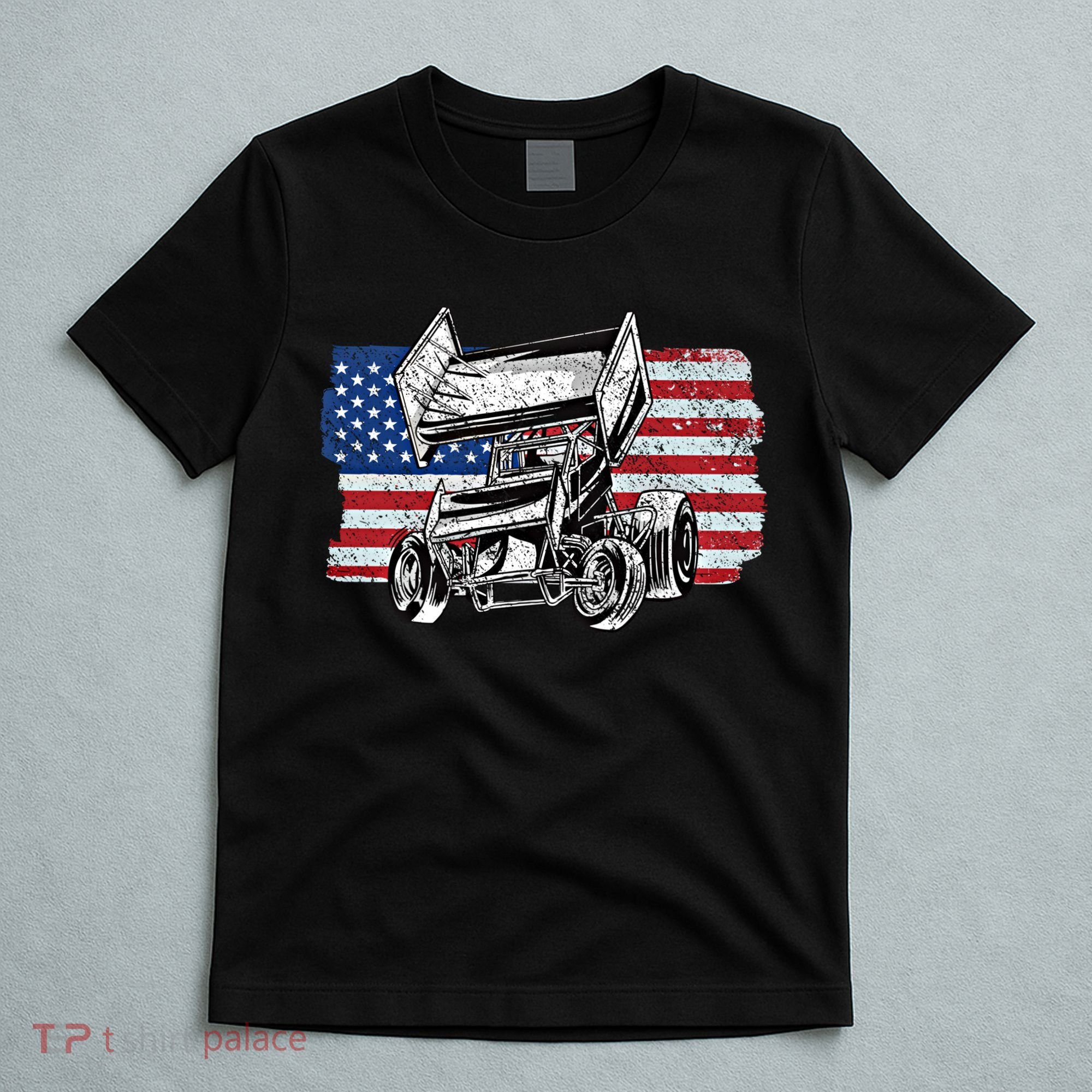 Sprint Car Racing Usa Flag Gift T-Shirt