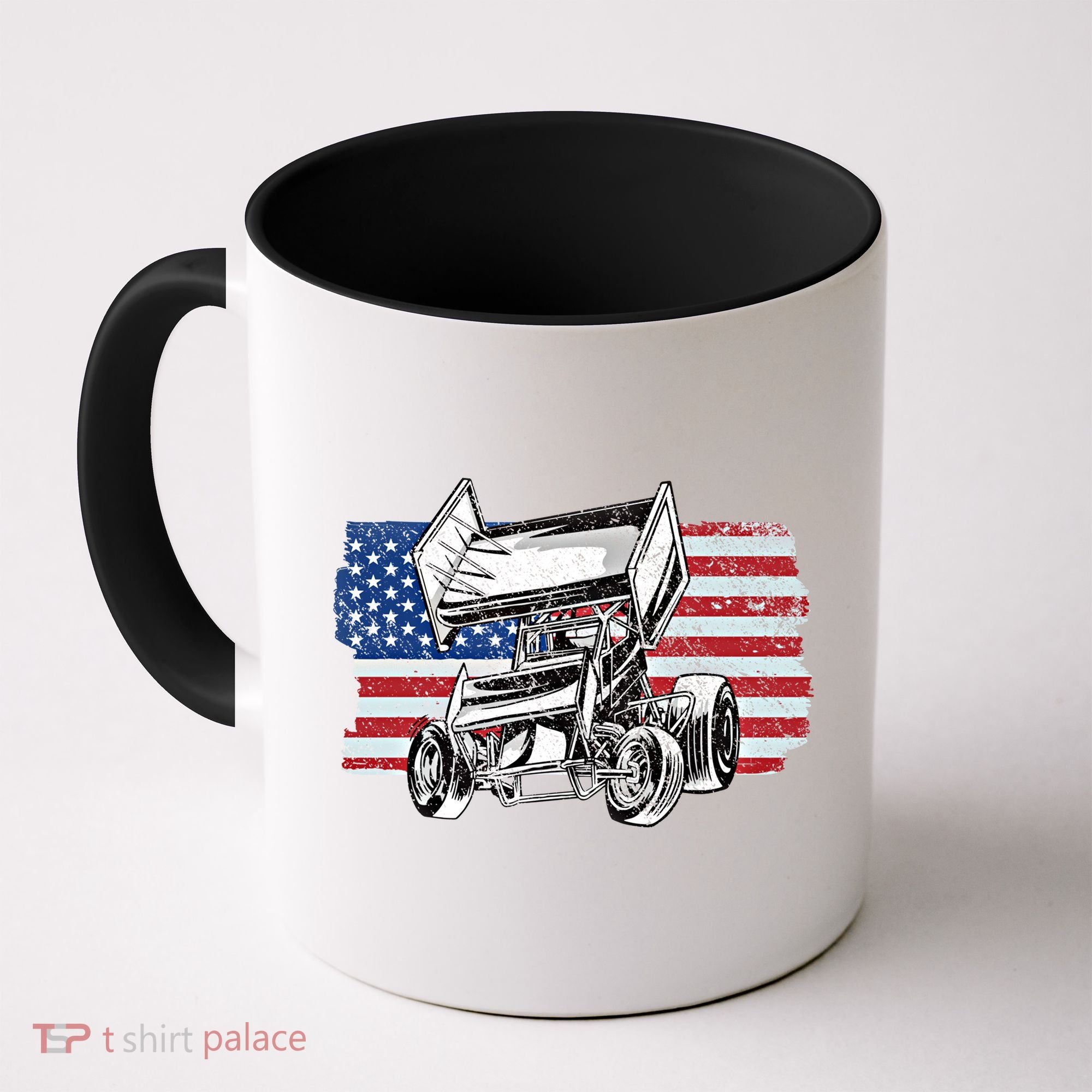 Sprint Car Racing Usa Flag Gift Coffee Mug