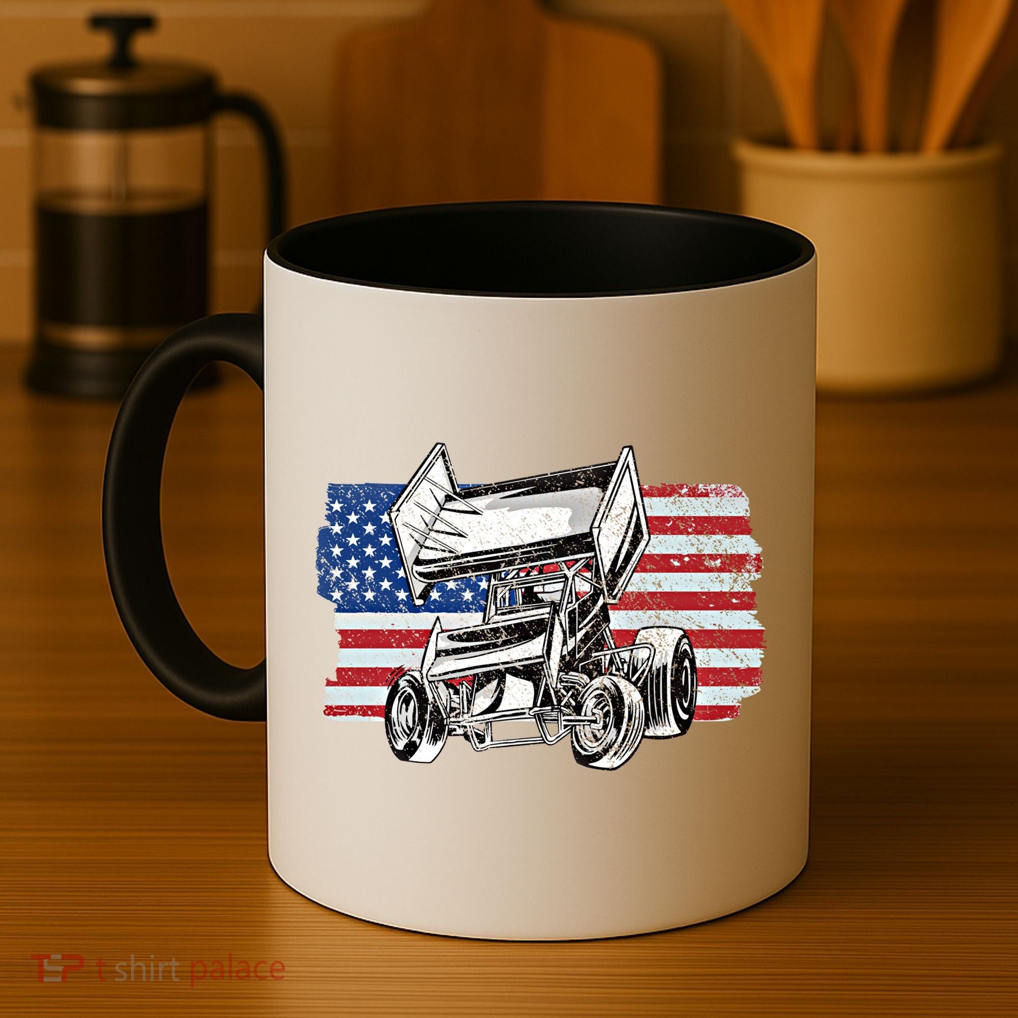 Sprint Car Racing Usa Flag Gift Coffee Mug