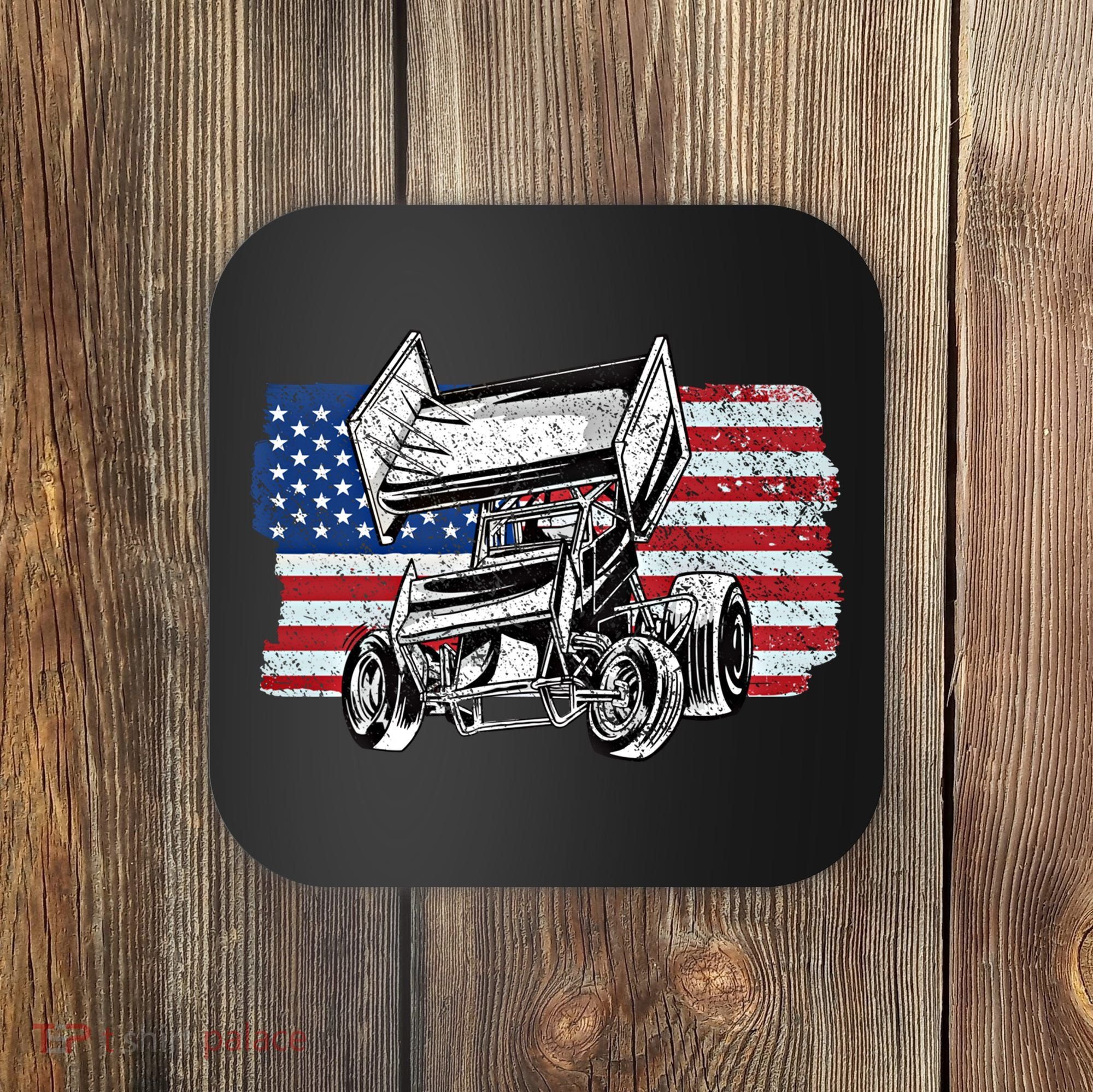 Sprint Car Racing Usa Flag Gift Coaster