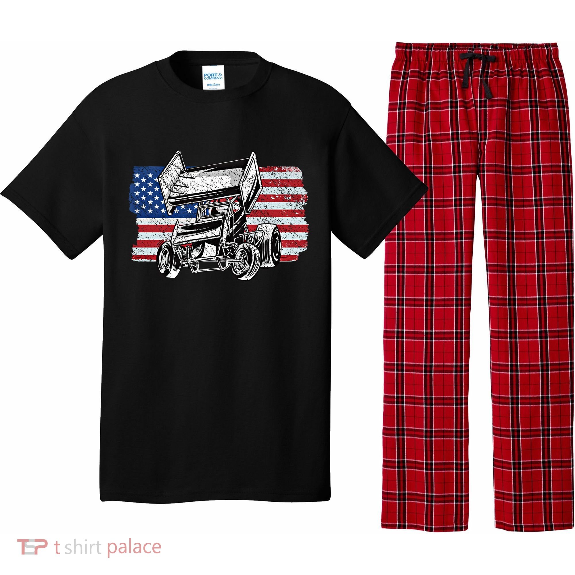 Sprint Car Racing Usa Flag Gift Pajama Set