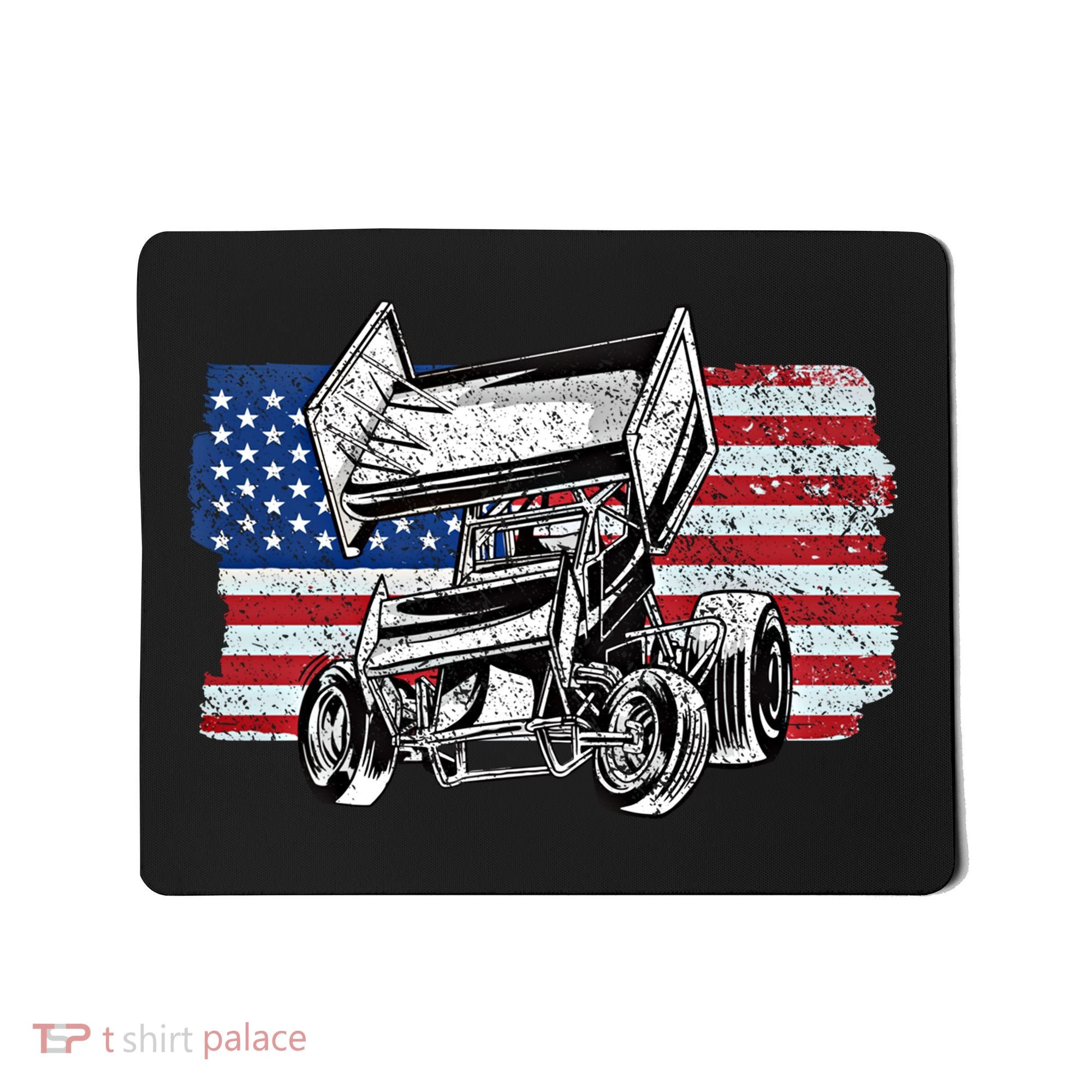 Sprint Car Racing Usa Flag Gift Mousepad