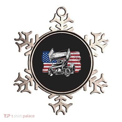 Sprint Car Racing Usa Flag Gift Ornament
