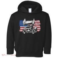 Sprint Car Racing Usa Flag Gift Toddler Hoodie thumb 0
