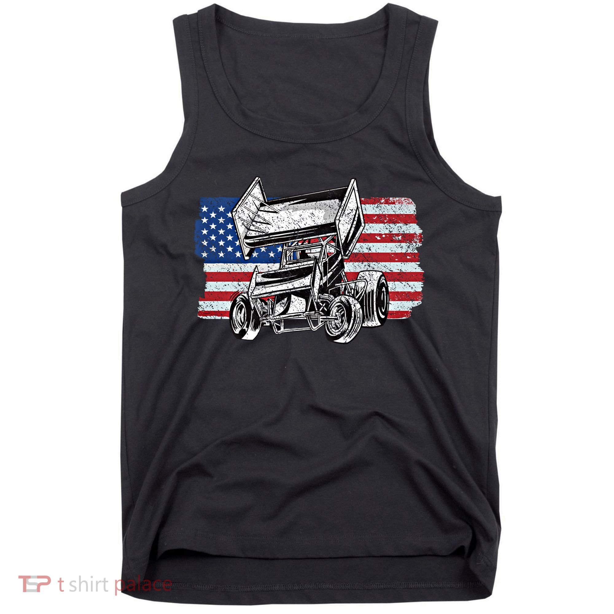 Sprint Car Racing Usa Flag Gift Tank Top