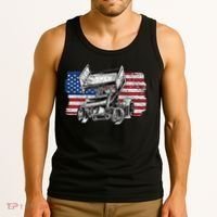 Sprint Car Racing Usa Flag Gift Tank Top thumb 3
