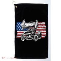 Sprint Car Racing Usa Flag Gift Golf Towel thumb 0
