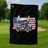 Sprint Car Racing Usa Flag Gift Golf Towel thumb 1