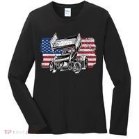 Sprint Car Racing Usa Flag Gift Women's Long Sleeve Shirt thumb 0