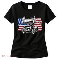 Sprint Car Racing Usa Flag Gift Women's T-Shirt thumb 0