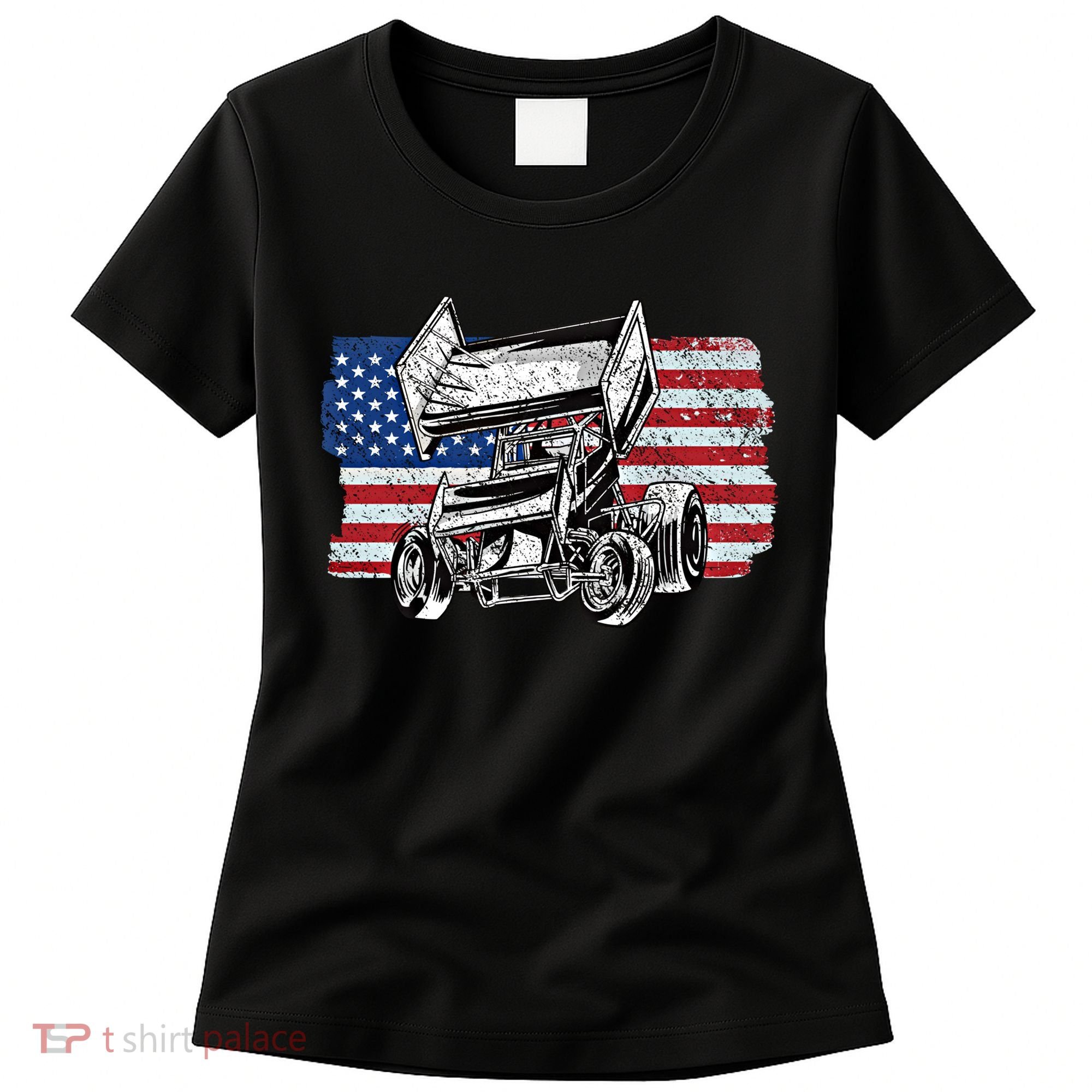 Sprint Car Racing Usa Flag Gift Women's T-Shirt